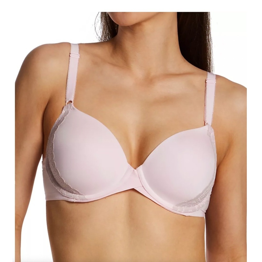 Maidenform One Fabulous Fit 2.0 Pink Lace T-Shirt Bra 34C Convertible Straps NEW